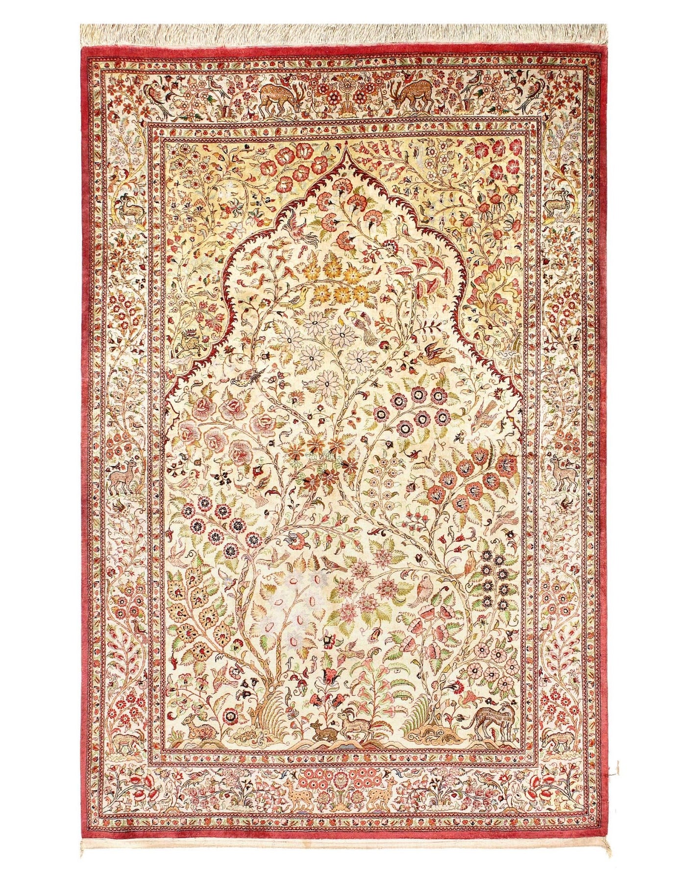 Canvello Ivory Fine Silkroad Pure Silk Qum 4'3'' X 6'7'' - Canvello