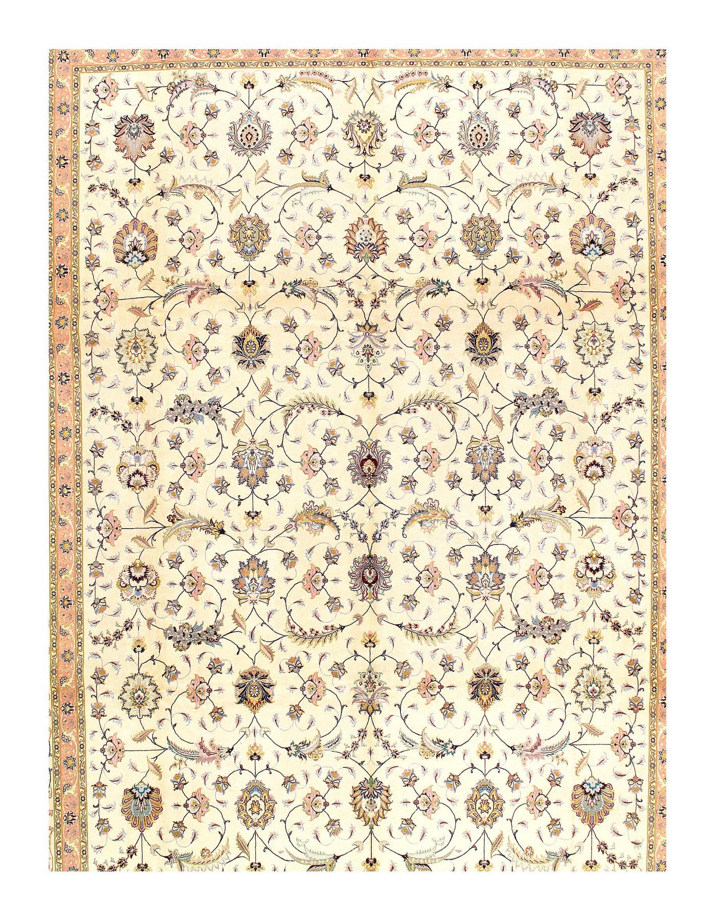 Ivory Fine Persian Tabriz silk & wool 10' X 13'