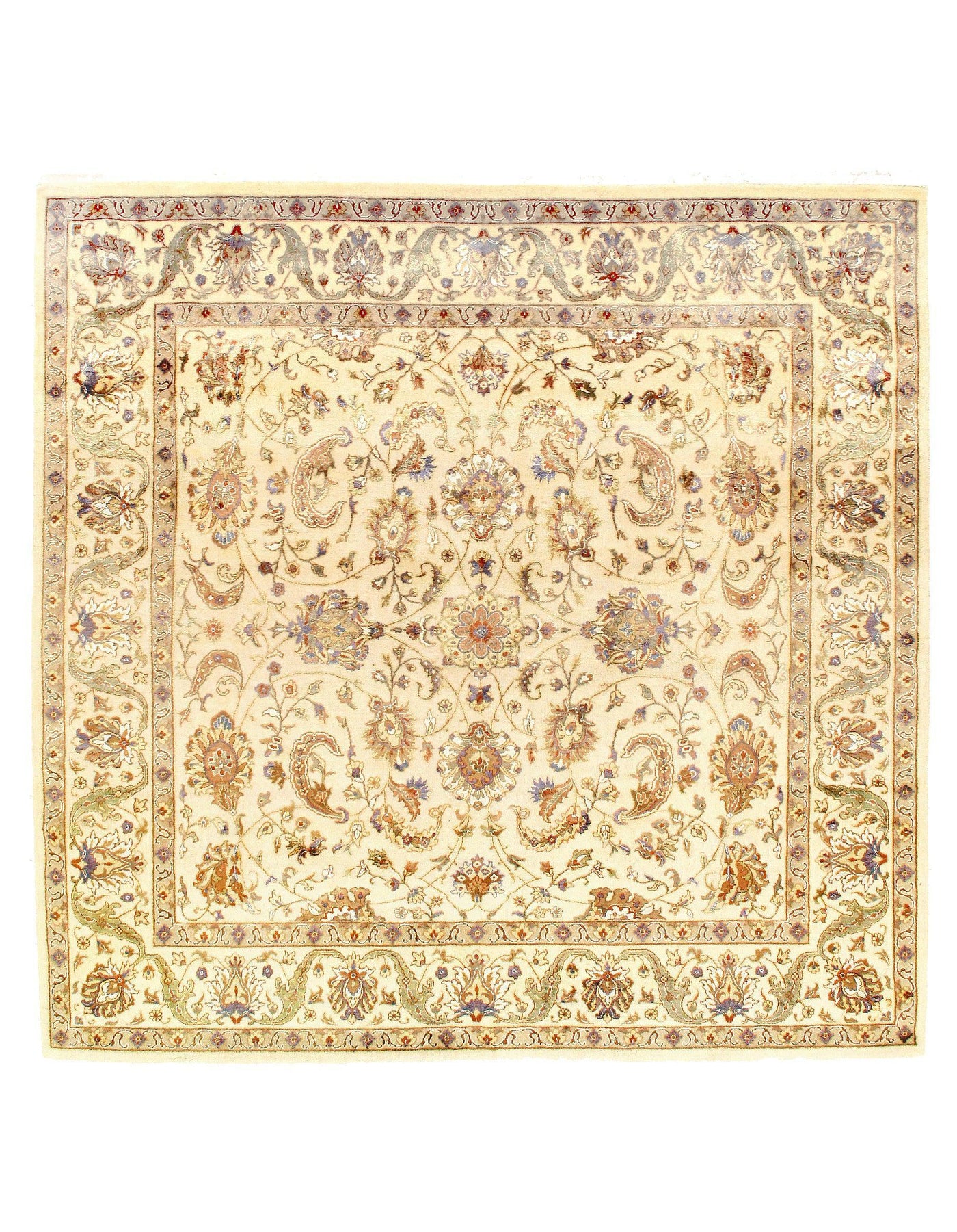 Ivory Fine Square Tabriz Hand knotted Rug 6'7'' X 6'7''