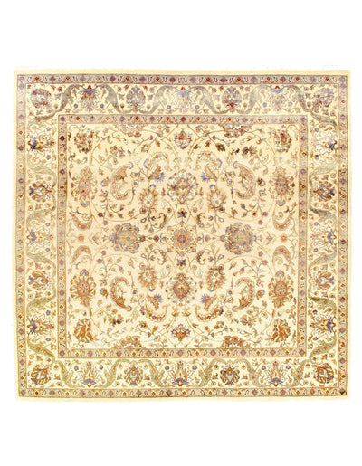 Ivory Fine Square Tabriz Hand knotted Rug 6'7'' X 6'7''