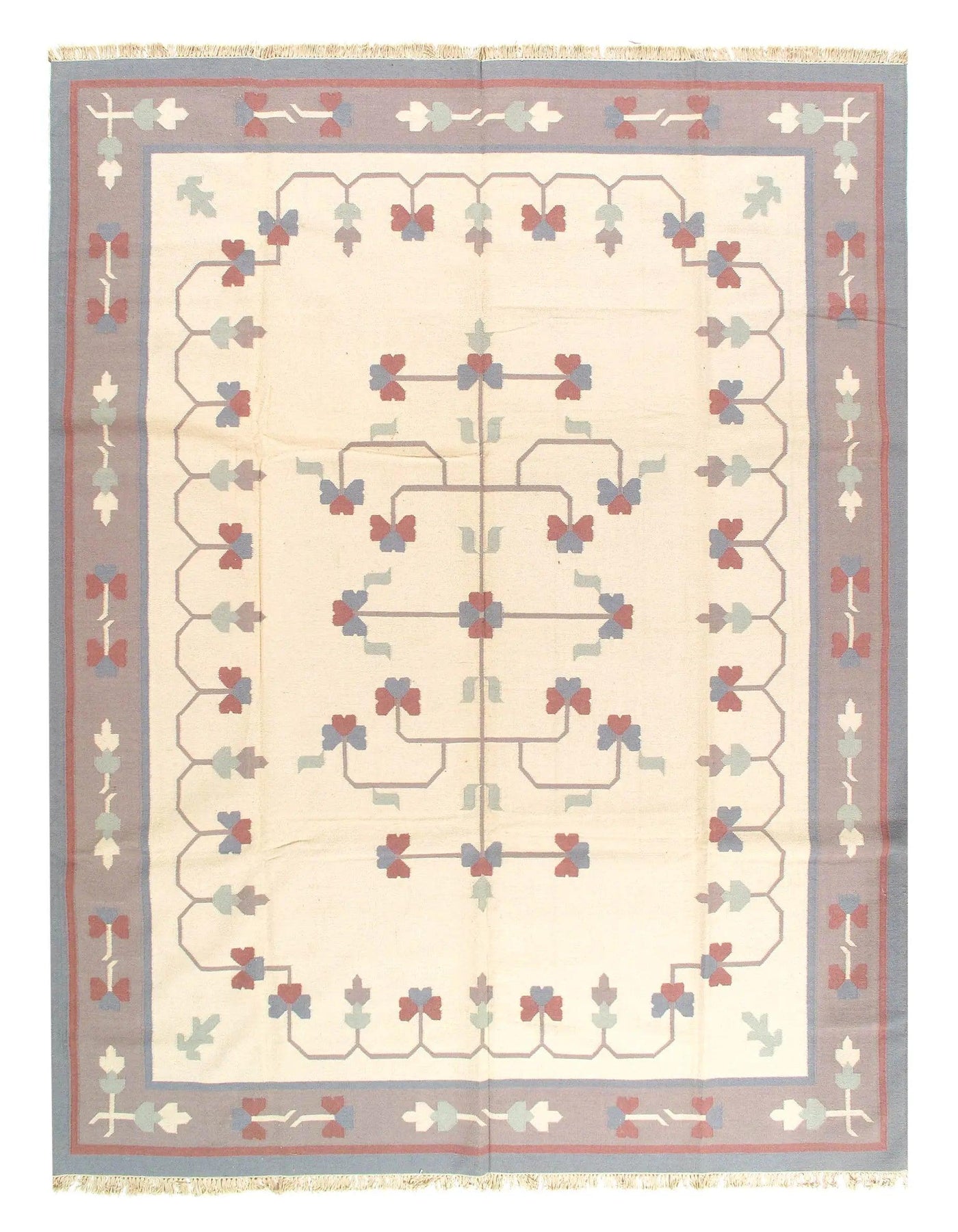 Canvello Ivory Flat Weave Wool Area Rug - 9'3'' X 12'