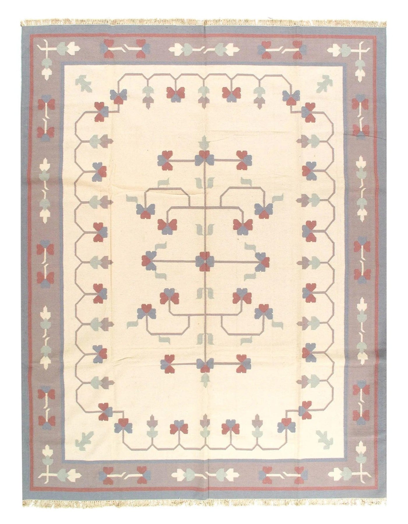 Canvello Ivory Flat Weave Wool Area Rug - 9'3'' X 12' - Canvello