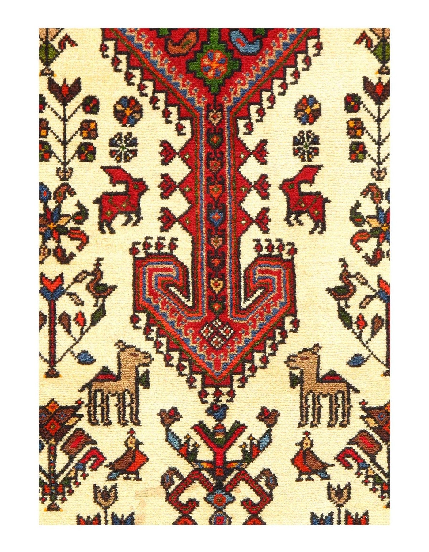 Canvello Ivory Genuine Silkroad Abadeh Rug - 3'X5' - Canvello