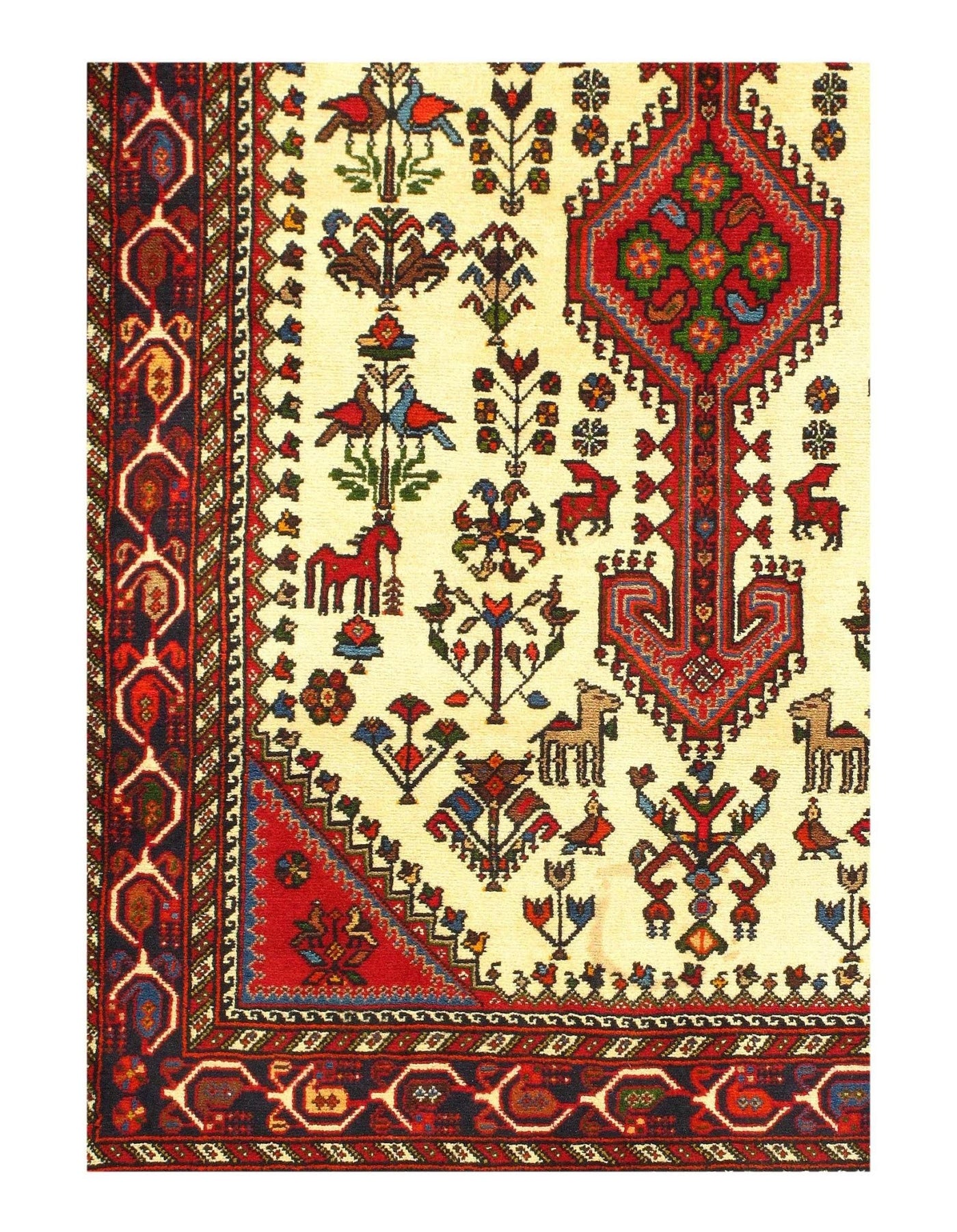 Canvello Ivory Genuine Silkroad Abadeh Rug - 3'X5' - Canvello