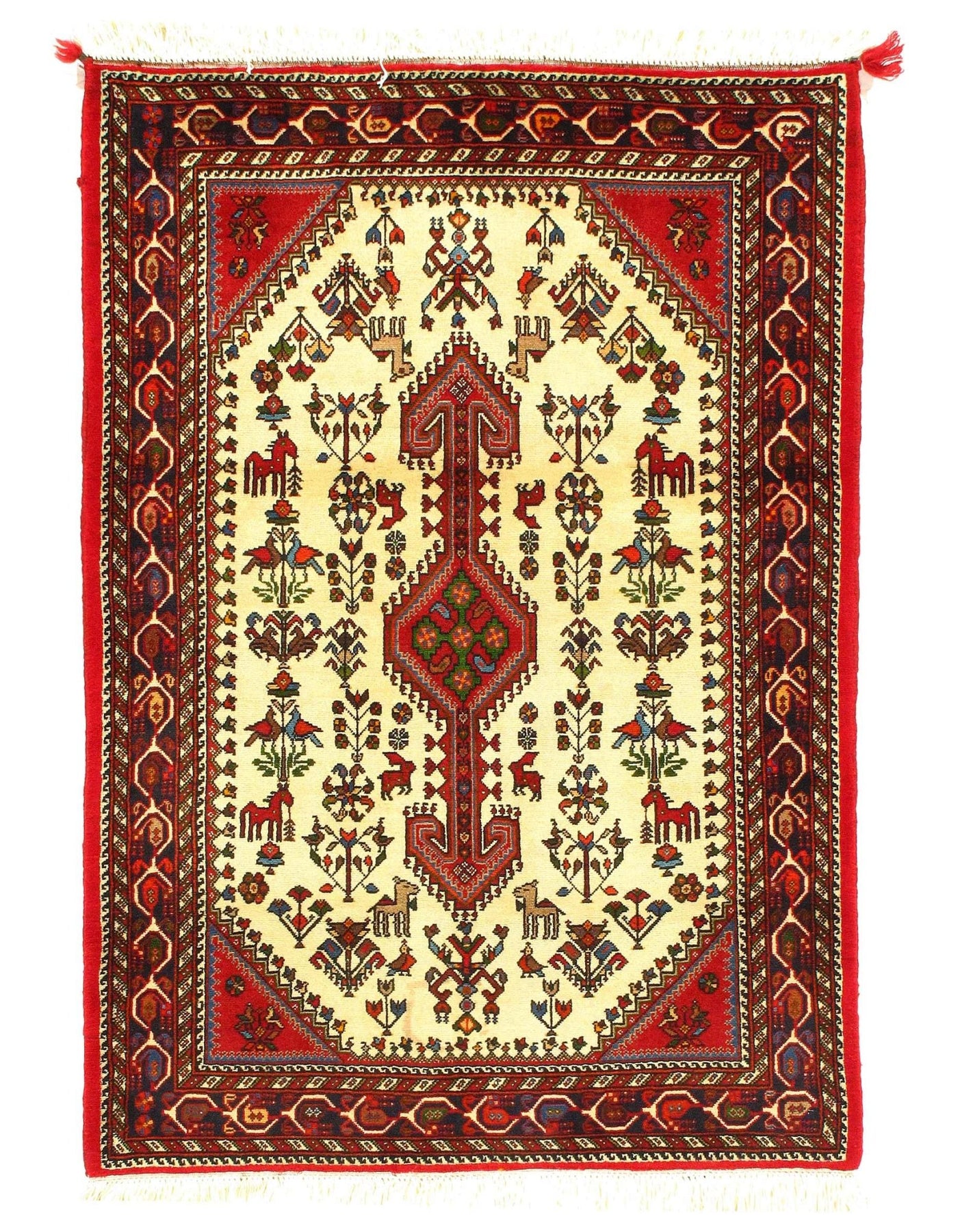 Canvello Ivory Genuine Silkroad Abadeh Rug - 3'X5' - Canvello