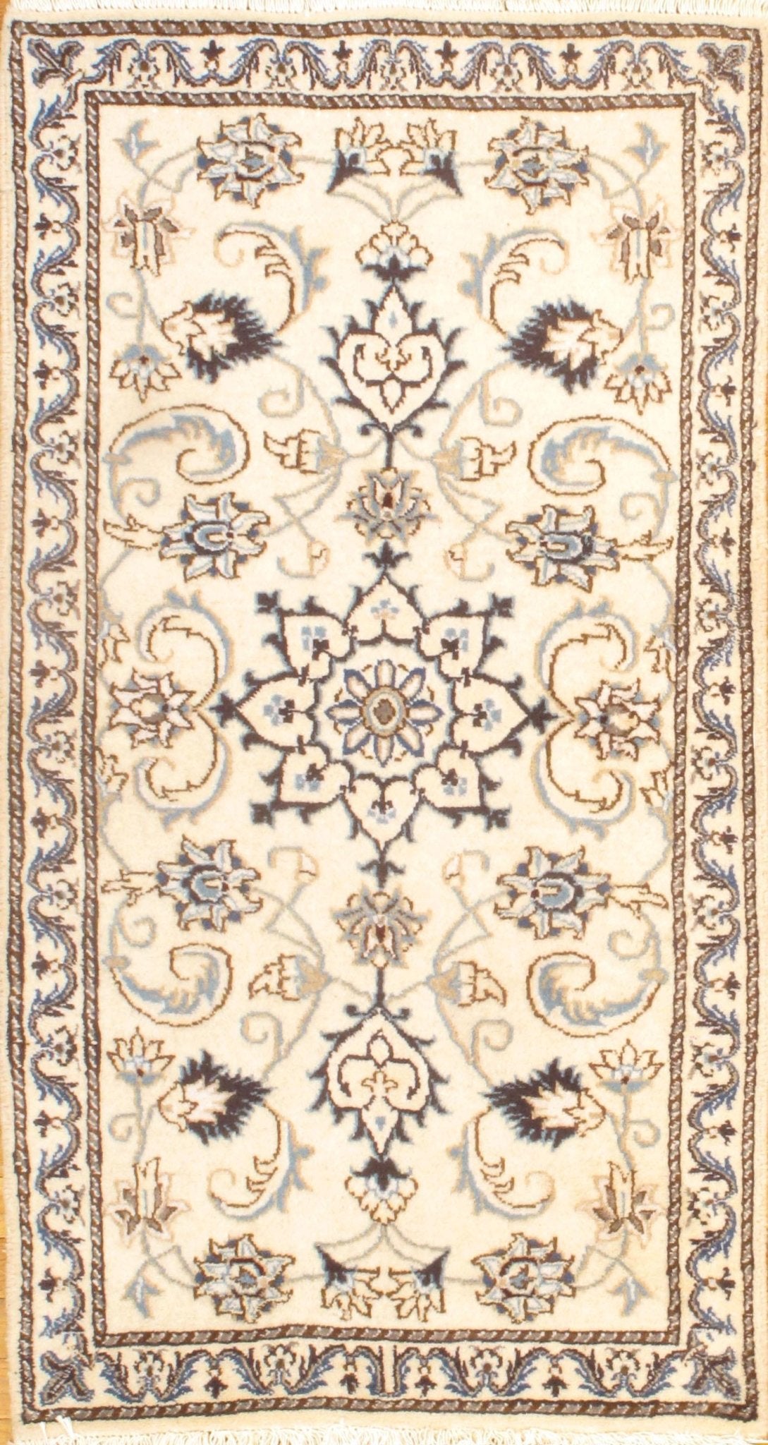 Canvello Ivory Genuine Silkroad Nain Rug - 2'4" X 4'6" - Canvello