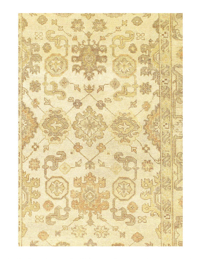 Canvello Ivory hand Knotted Oushak Design Rug - 6' X 9' - Canvello