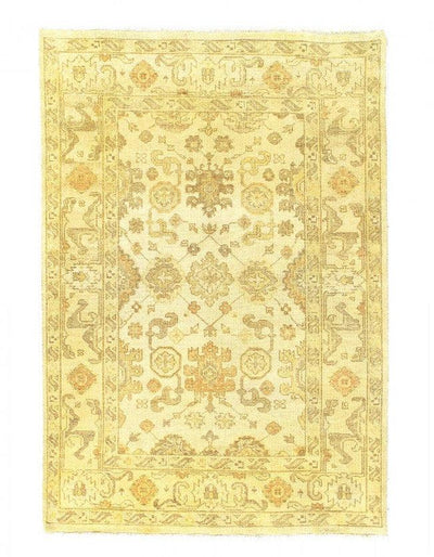 Canvello Ivory hand Knotted Oushak Design Rug - 6' X 9' - Canvello