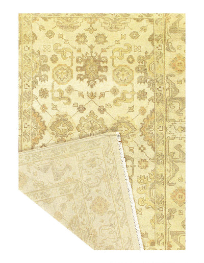 Canvello Ivory hand Knotted Oushak Design Rug - 6' X 9'