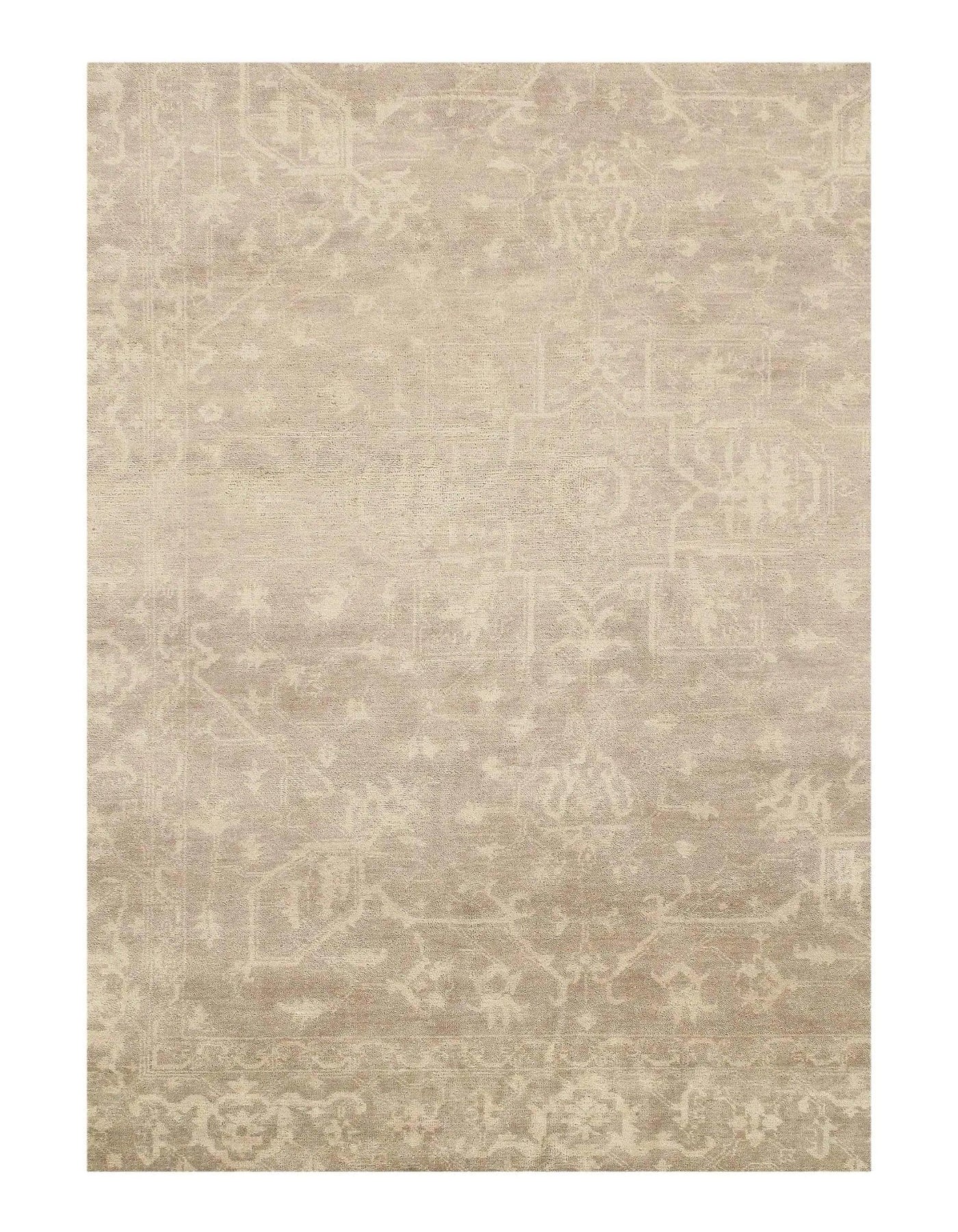 Canvello Ivory Hand Knotted Oushak design Rug - 8' X 9'5" - Canvello