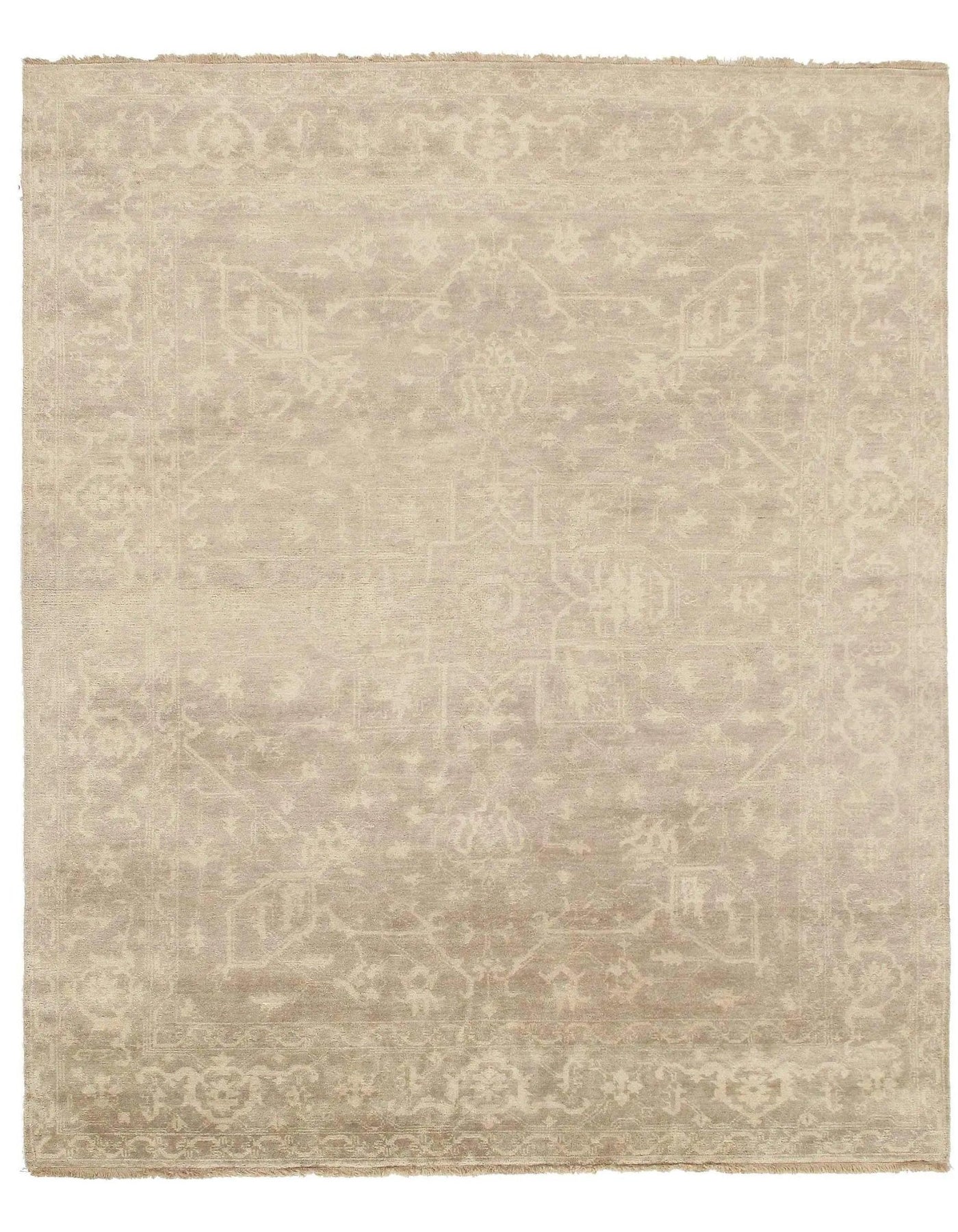 Canvello Ivory Hand Knotted Oushak design Rug - 8' X 9'5" - Canvello