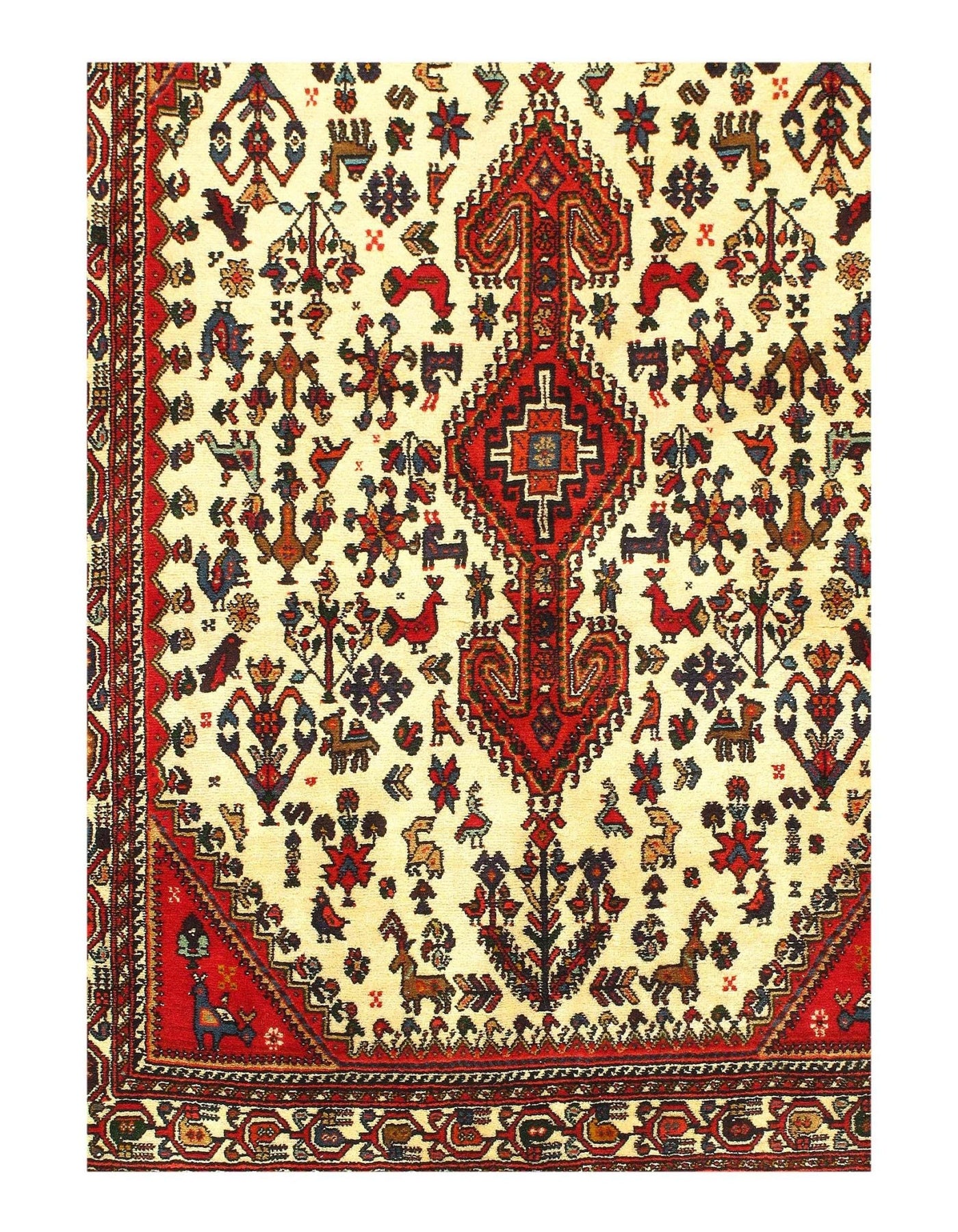 Canvello Ivory Hand Knotted Silkroad Afshar Rug - 3' x 5' - Canvello