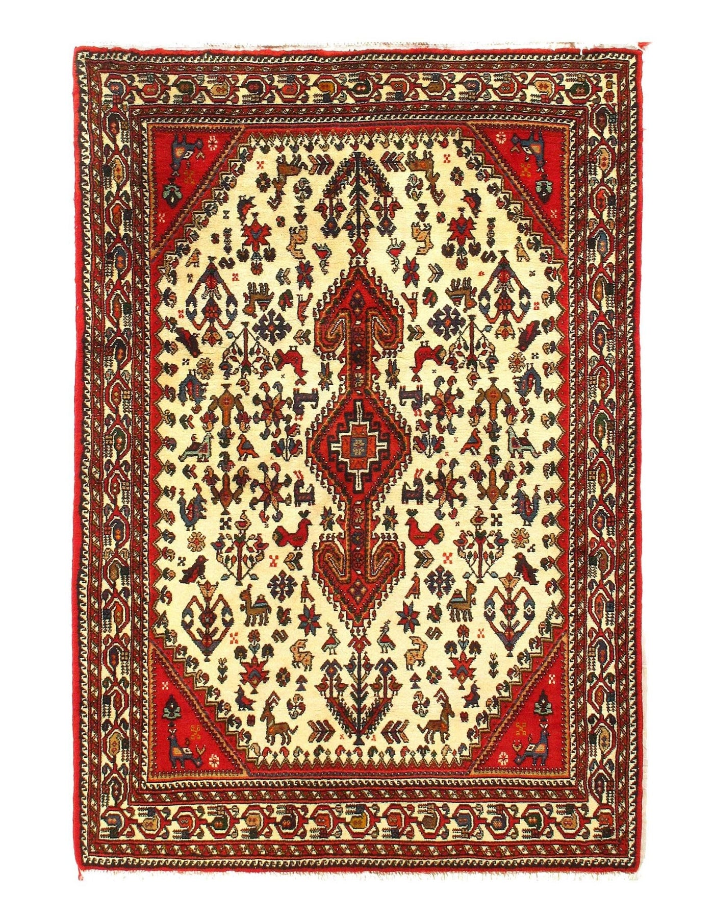 Canvello Ivory Hand Knotted Silkroad Afshar Rug - 3' x 5' - Canvello