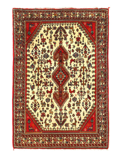 Ivory Hand Knotted Persian Afshar Rug - 3' x 5'