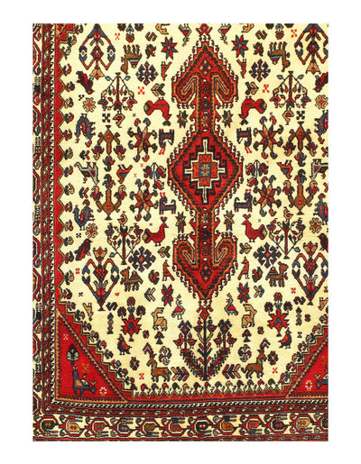 Ivory Hand Knotted Persian Afshar Rug - 3' x 5'