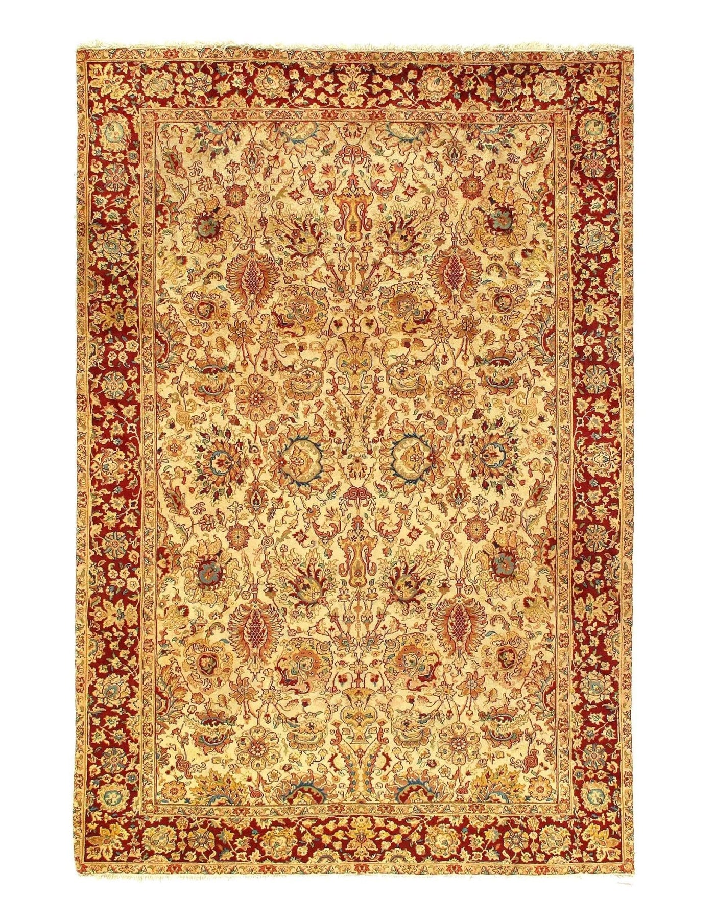 Canvello Ivory Indian Agra Rug - 6' X 9' - Canvello