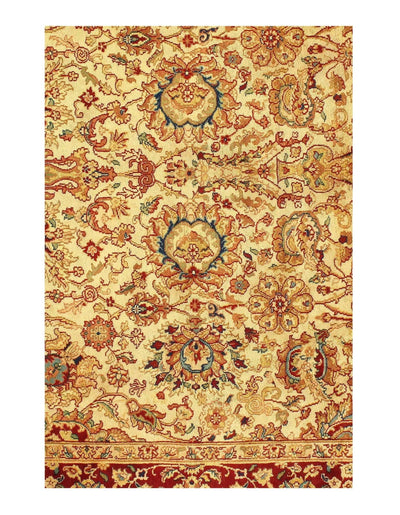 Canvello Ivory Indian Agra Rug - 6' X 9' - Canvello