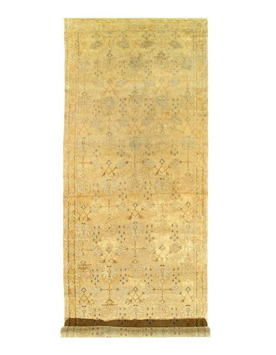 Ivory Indian Antique Agra Rug - 5'9'' X 17'