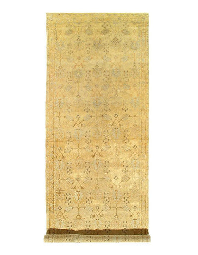 Canvello Ivory Indian Antique Agra Rug - 5'9'' X 17' - Canvello