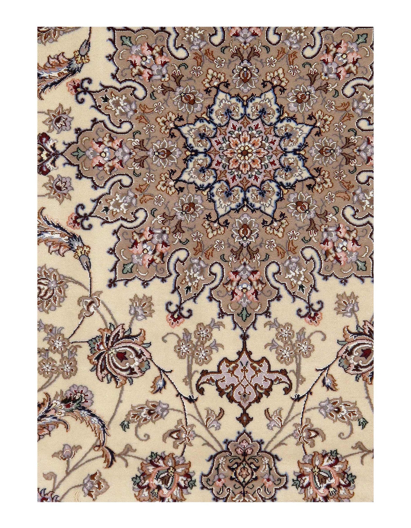 Ivory Isfahan Korker Wool & Silk Rug - 5'3"x7'11"