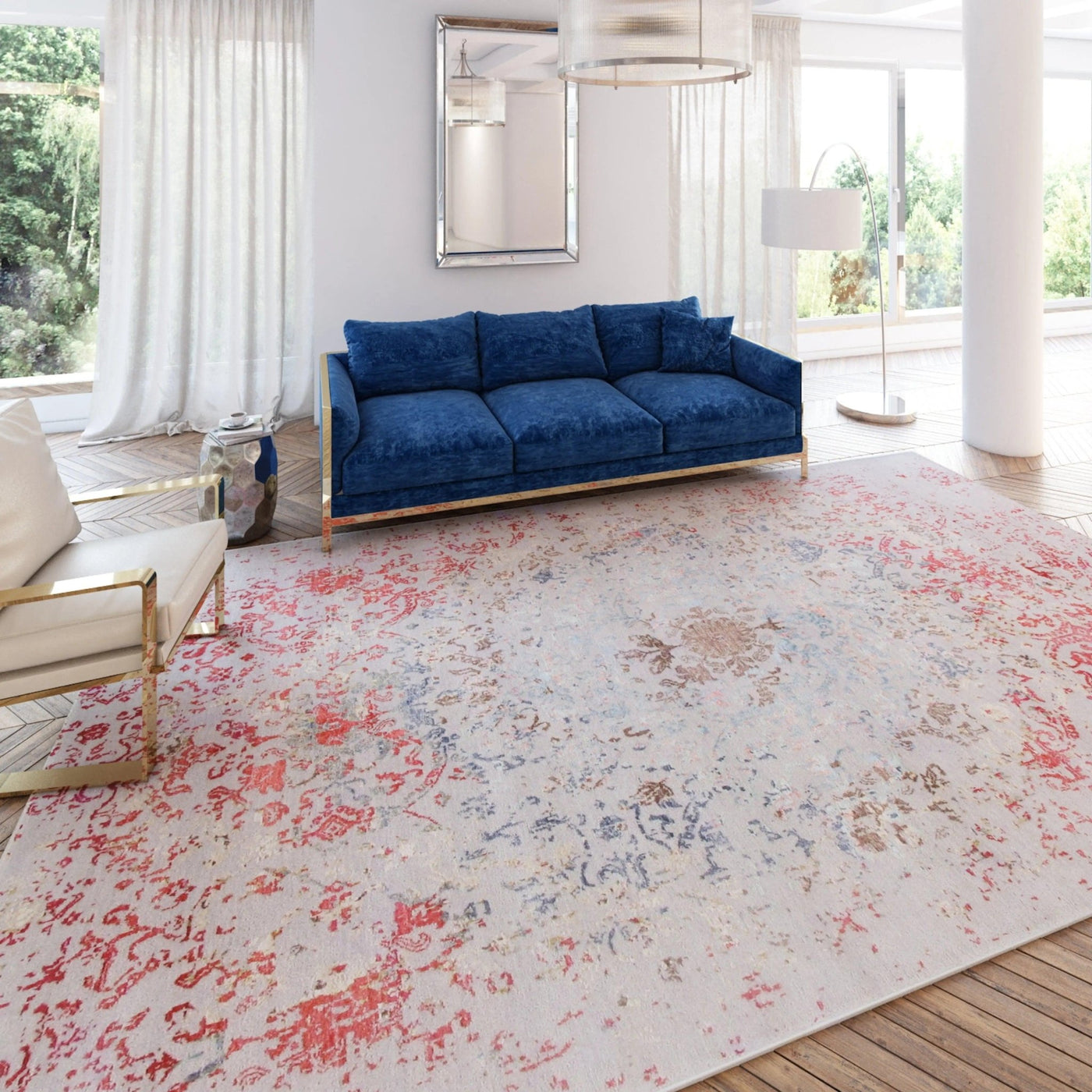 Canvello Ivory Modern Wool and Silk Rug - 6' X 9' - Canvello