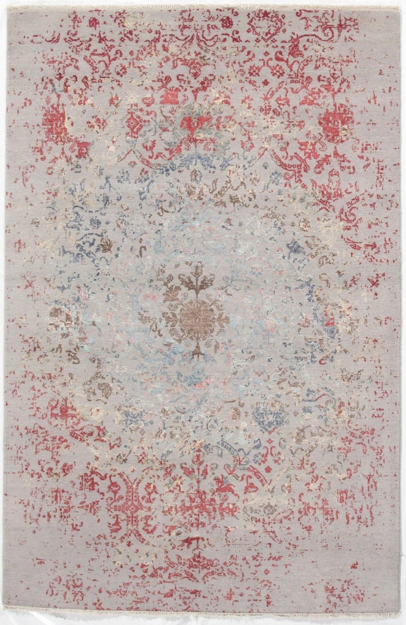 Canvello Ivory Modern Wool and Silk Rug - 6' X 9' - Canvello