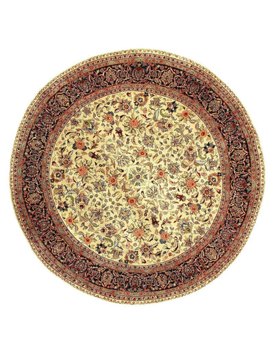 Canvello Ivory Round Kashan Design Rug - 6' X 6' - Canvello