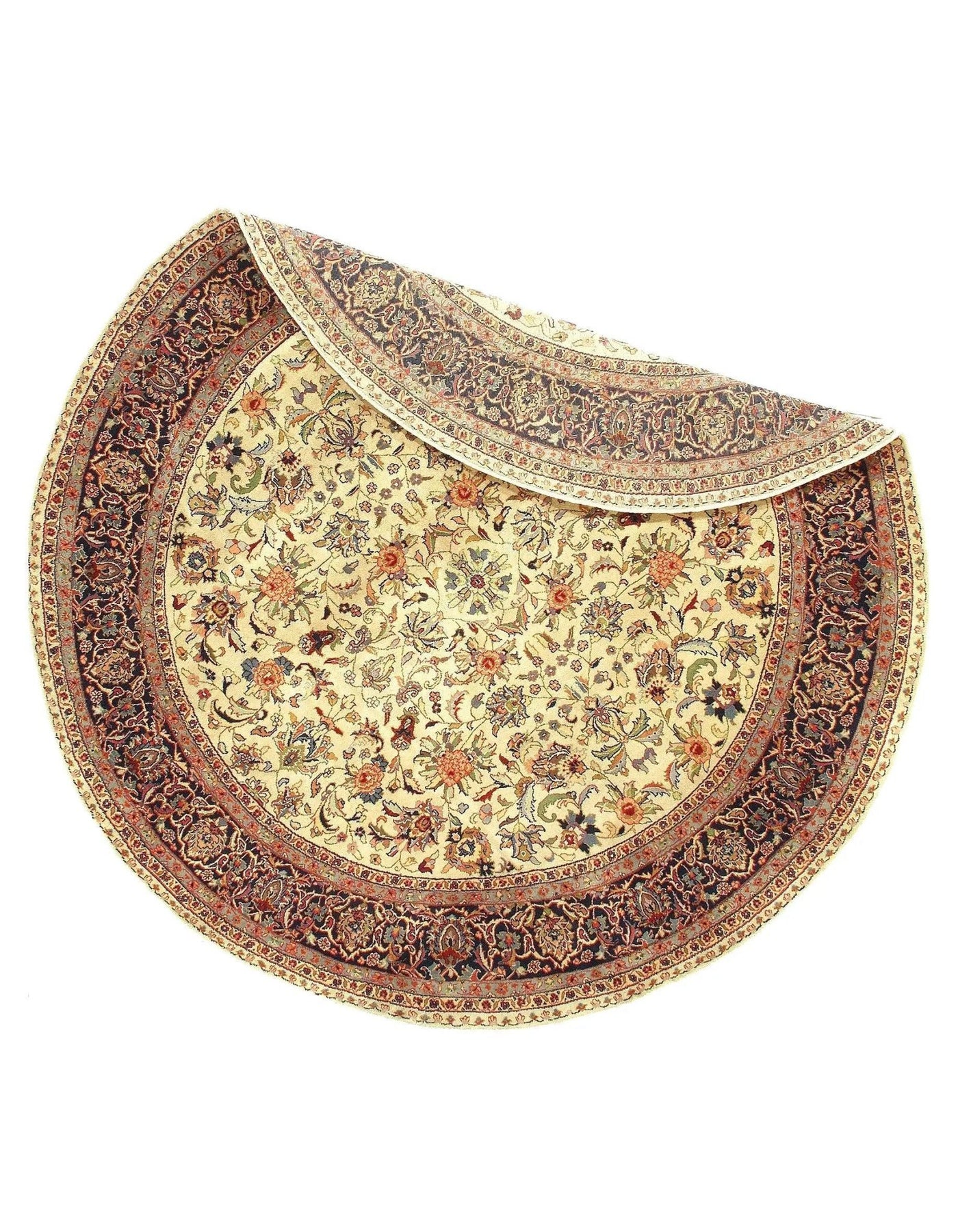 Canvello Ivory Round Kashan Design Rug - 6' X 6' - Canvello