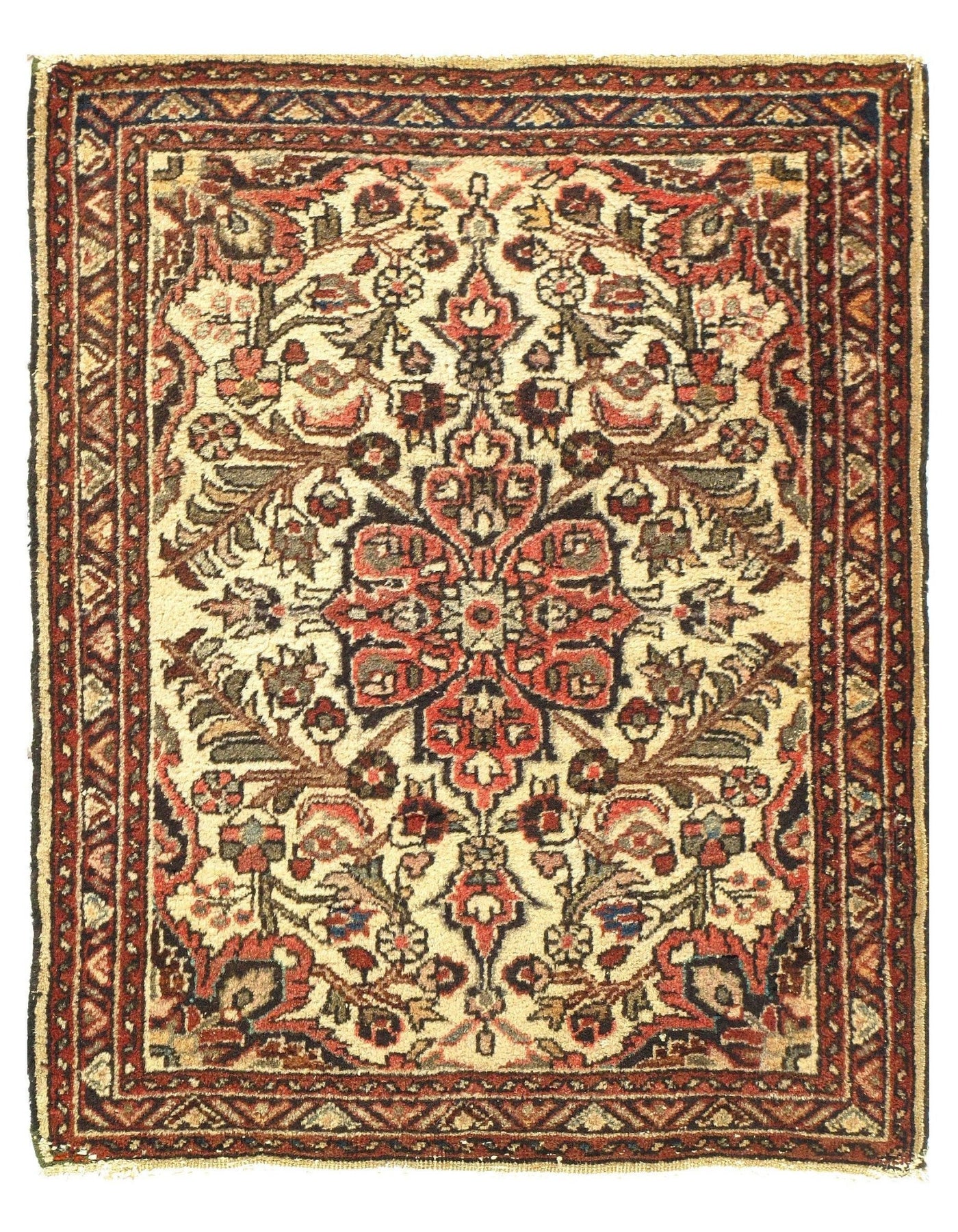 Canvello Ivory Silkroad Antique Sarouk Rug - 2'5'' X 1'1'' - Canvello