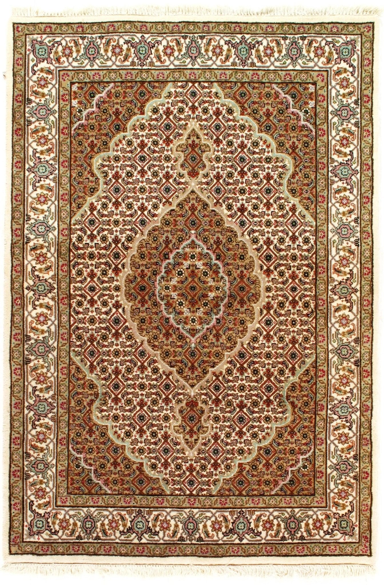 Canvello Ivory Silkroad Bidjar Design Rug - 4'7'' X 6'8'' - Canvello