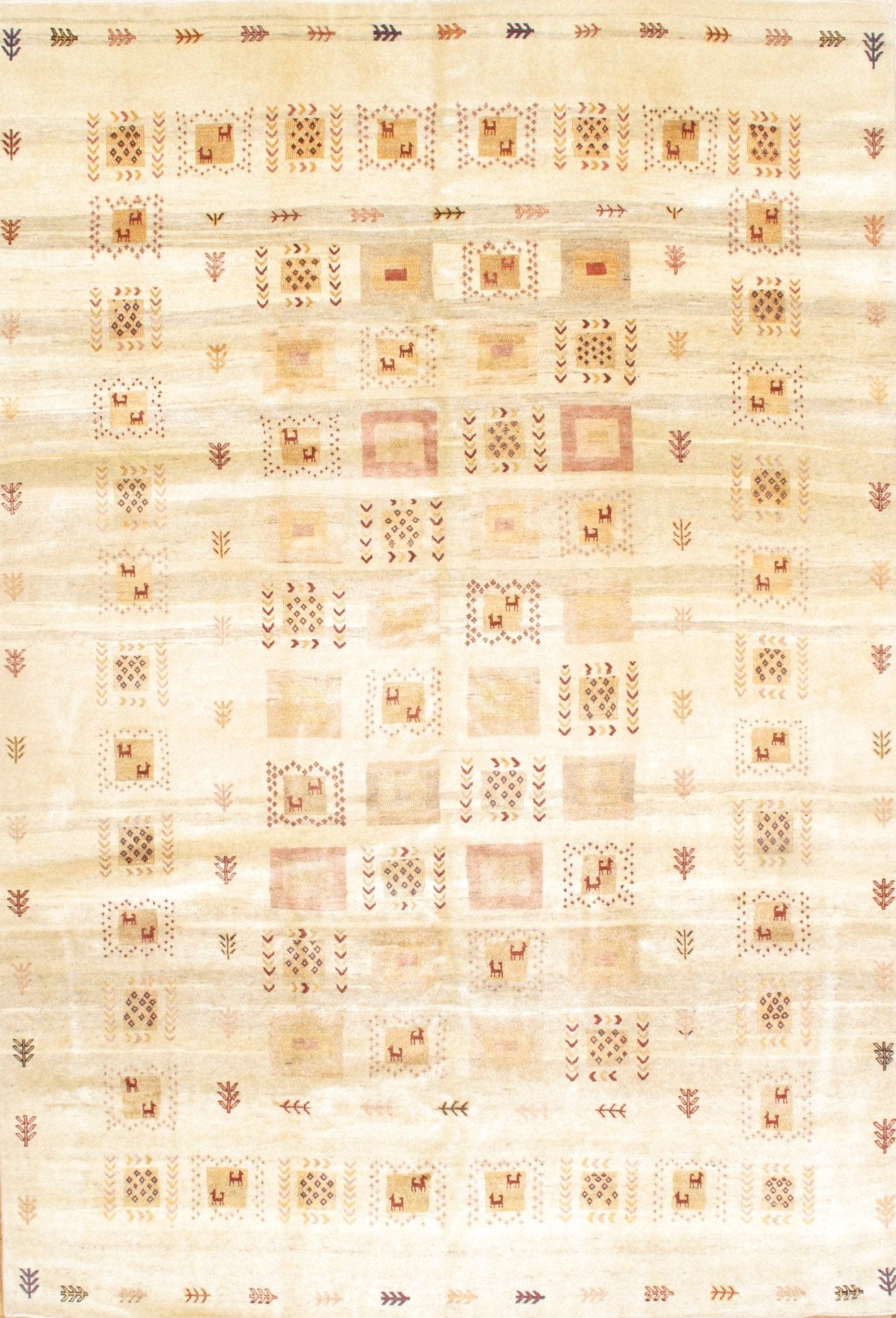 Canvello Ivory Silkroad Gabbeh Loribaft Rug - 6'8" X 9'9" - Canvello