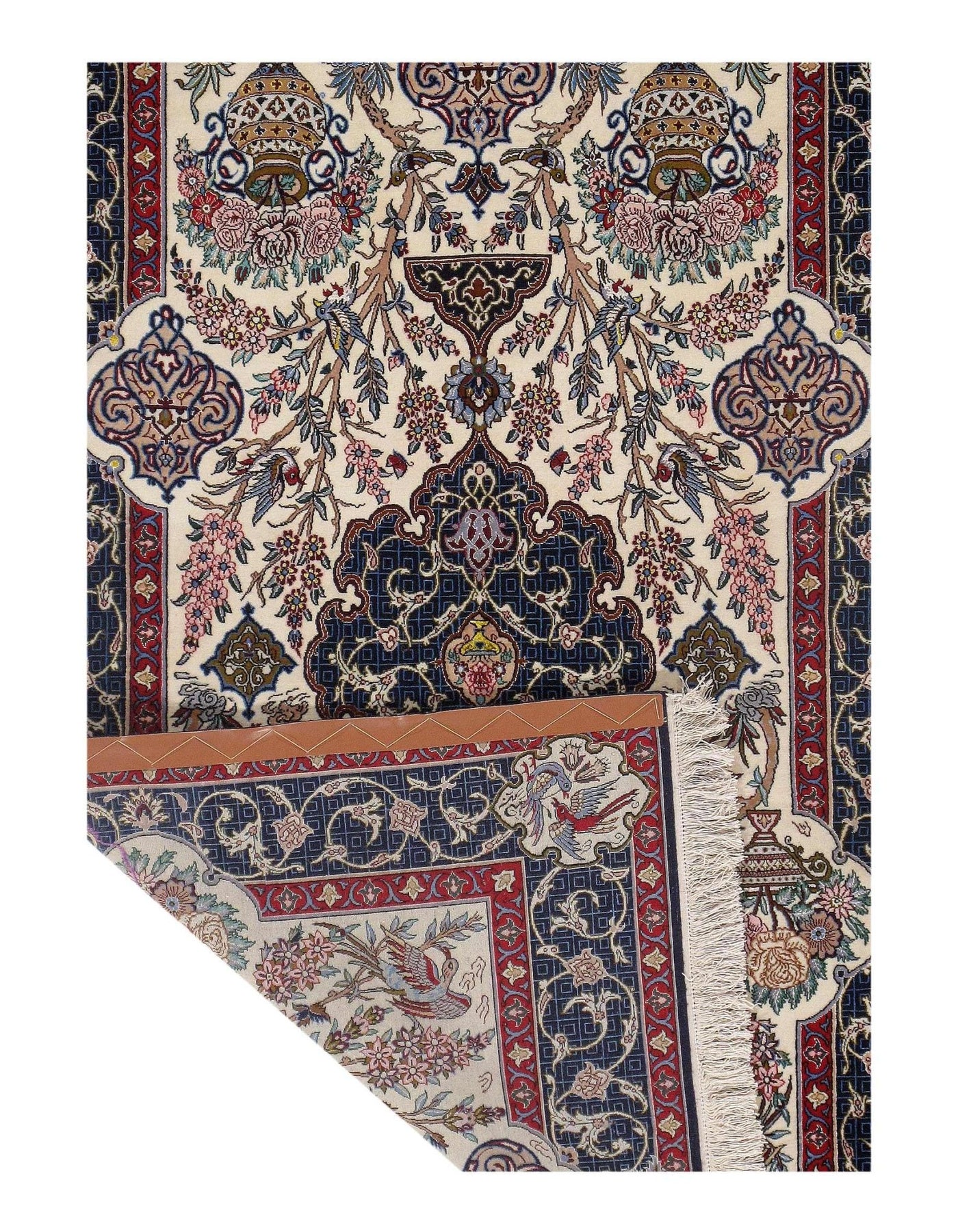 Canvello Ivory Silkroad Isfahan Korker Wool & Silk Rug - 3'7" X 5'7" - Canvello