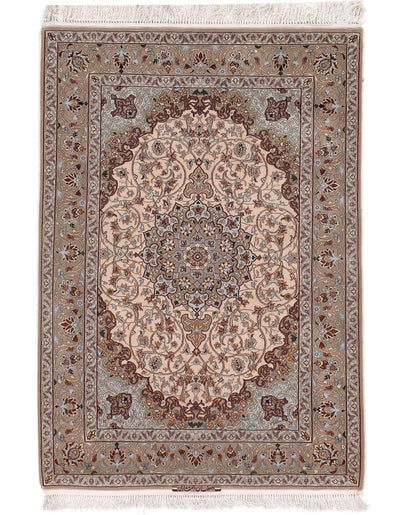 Canvello Ivory Silkroad Isfahan Rug - 4' x 5'6" - Canvello