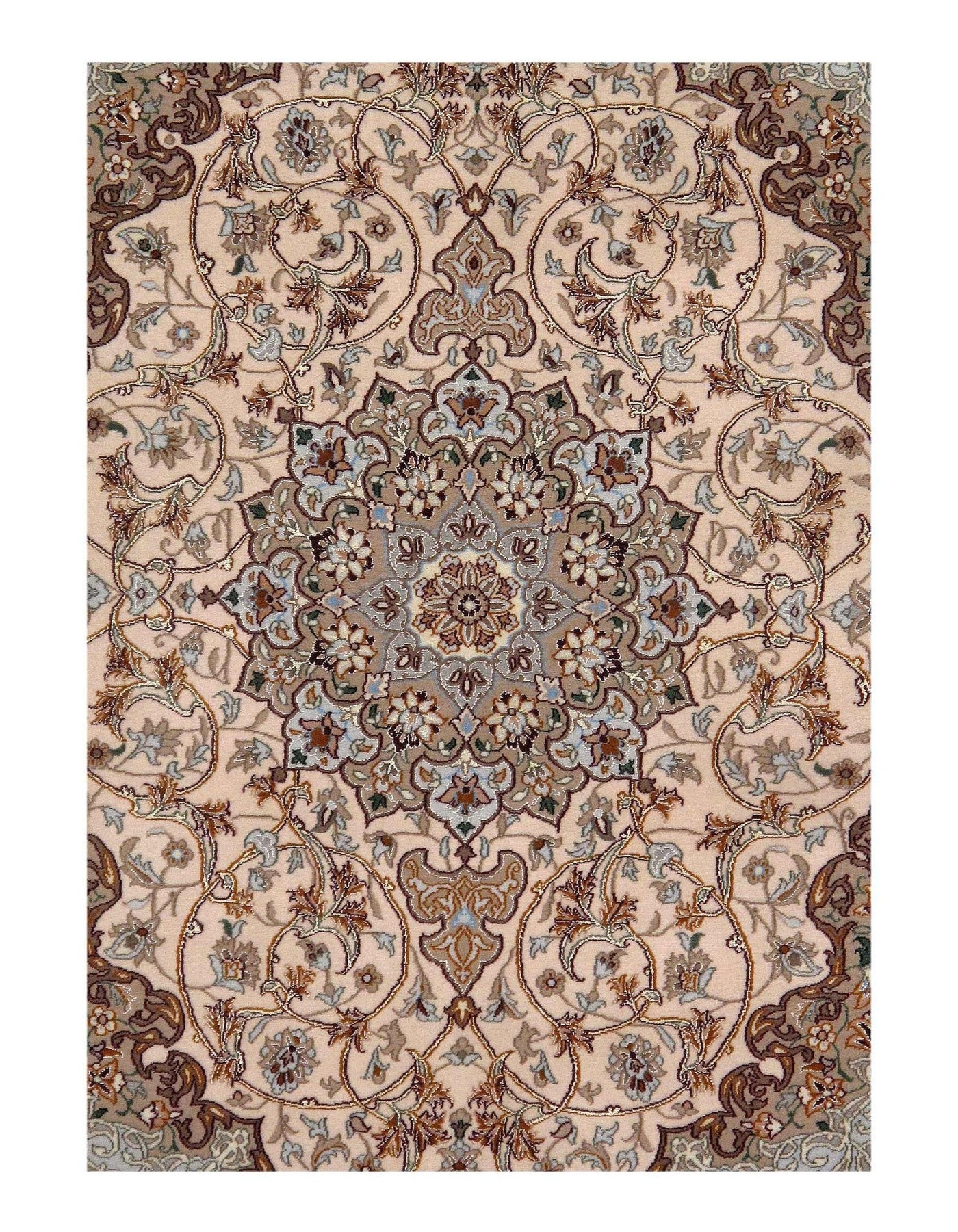 Canvello Ivory Silkroad Isfahan Rug - 4' x 5'6" - Canvello