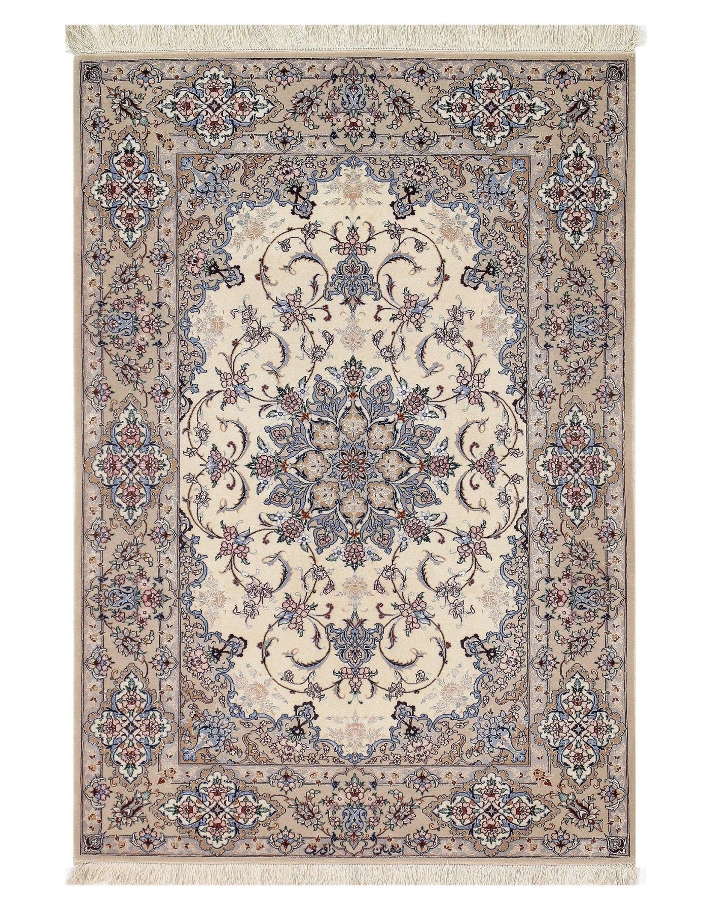 Canvello Ivory Silkroad Isfahan silk & wool - 3'7" X 5'3" - Canvello