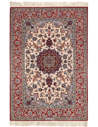 Canvello Ivory Silkroad Isfahan silk & wool 3'9" X 5'6" - Canvello