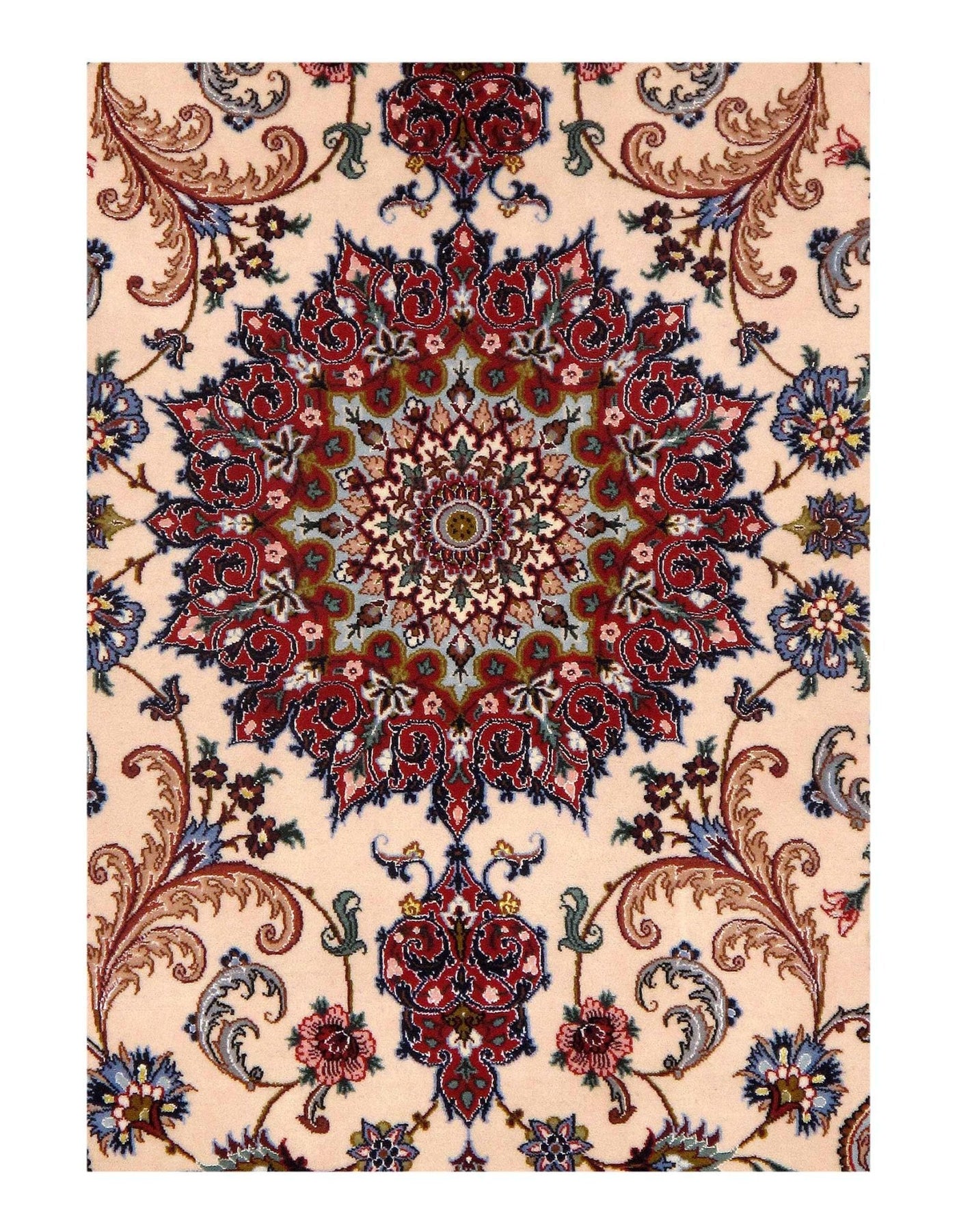 Canvello Ivory Silkroad Isfahan silk & wool 3'9" X 5'6" - Canvello