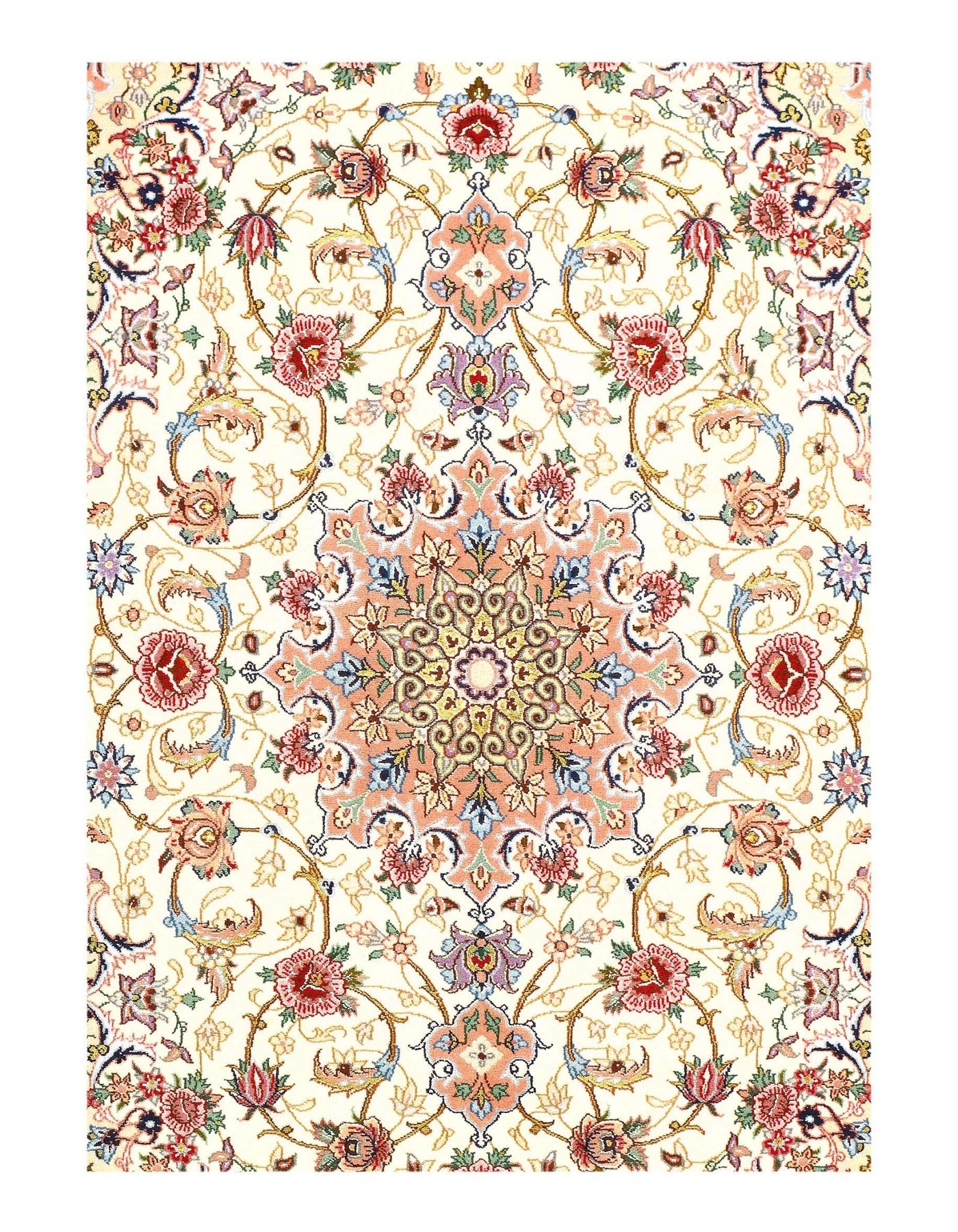 Canvello Ivory Silkroad Isfahan silk & wool Rug - 3'5'' X 5'1'' - Canvello