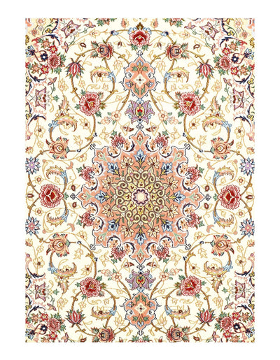 Canvello Ivory Silkroad Isfahan silk & wool Rug - 3'5'' X 5'1'' - Canvello