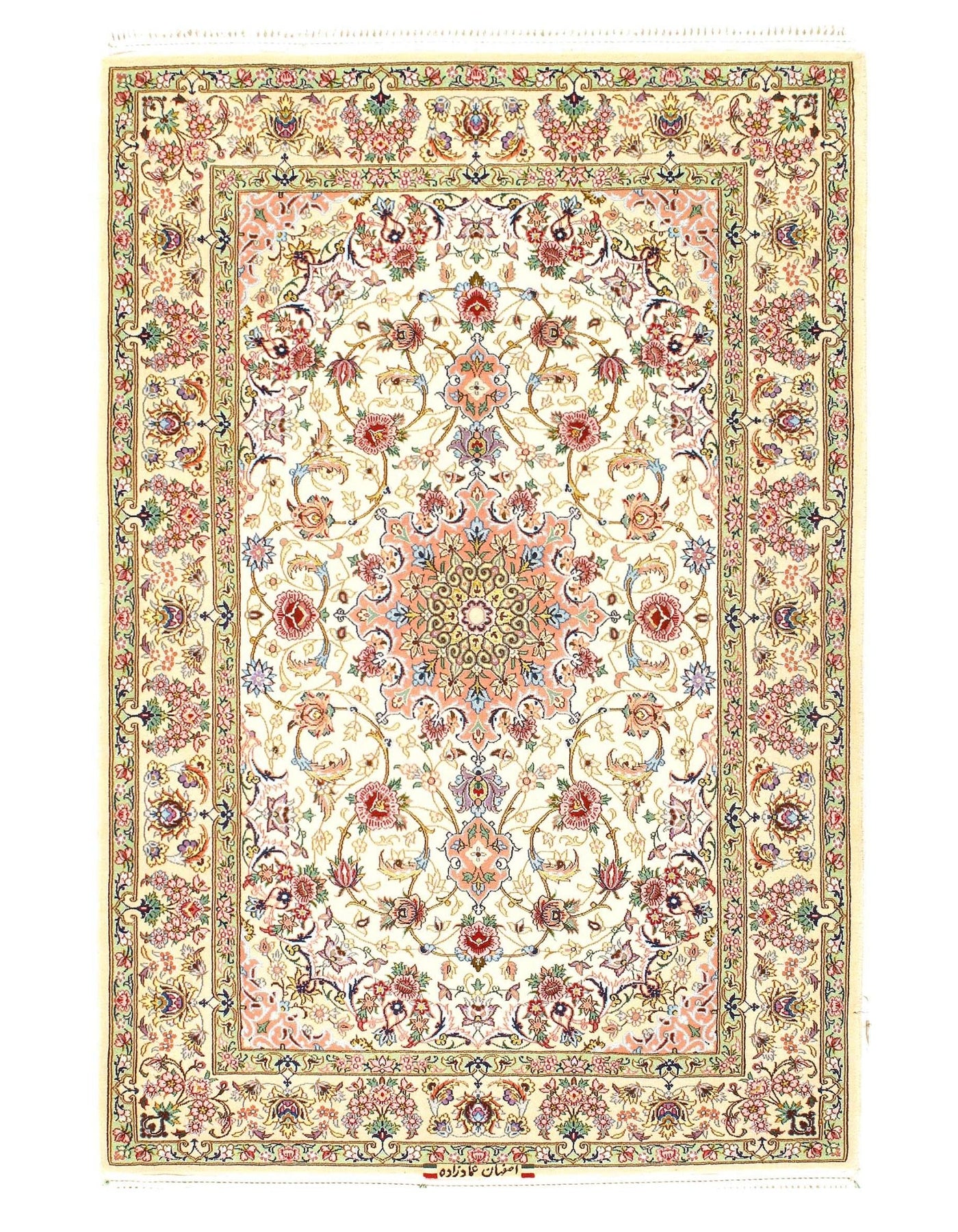 Canvello Ivory Silkroad Isfahan silk & wool Rug - 3'5'' X 5'1'' - Canvello