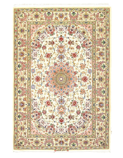 Canvello Ivory Silkroad Isfahan silk & wool Rug - 3'5'' X 5'1'' - Canvello