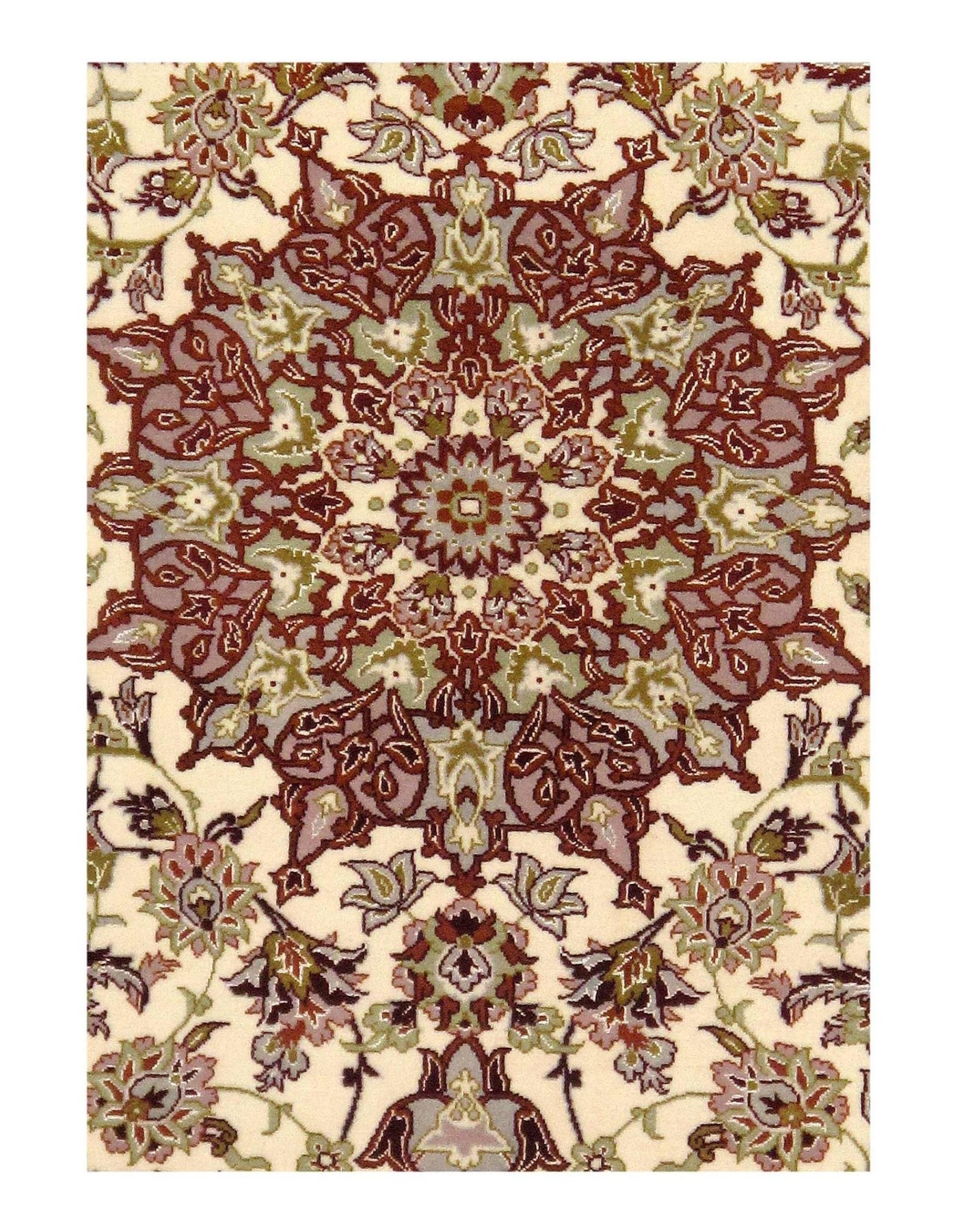 Canvello Ivory Silkroad Isfahan silk & wool Rug - 3'7" X 5'3" - Canvello