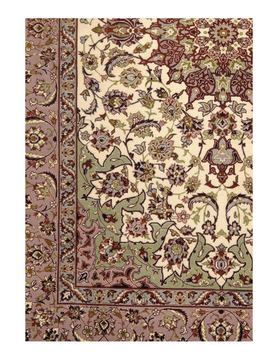 Canvello Ivory Silkroad Isfahan silk & wool Rug - 3'7" X 5'3" - Canvello