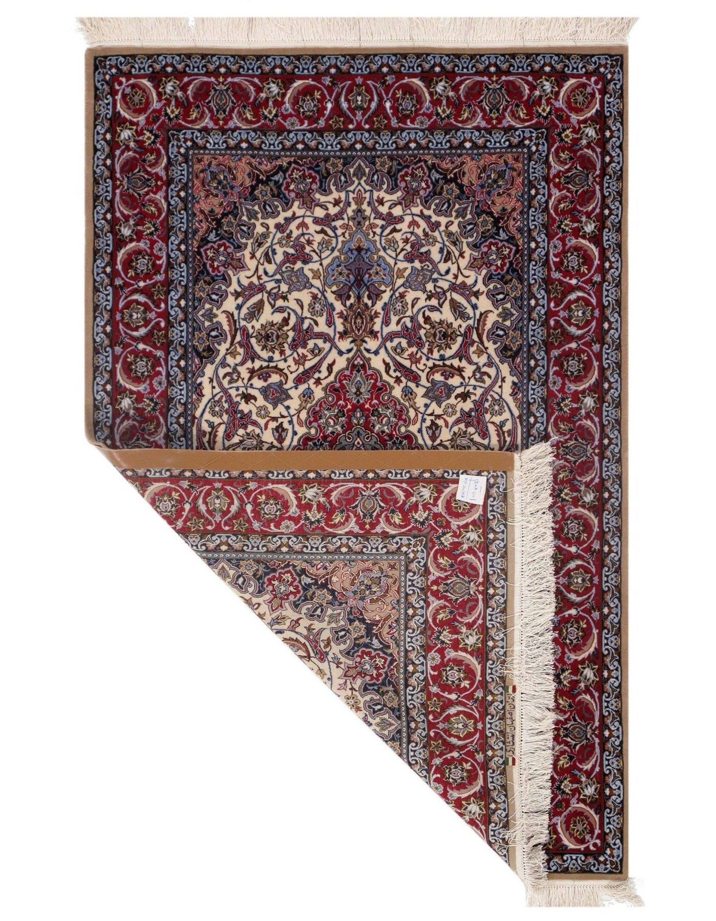 Canvello Ivory Silkroad Isfahan silk & wool Rug - 3'7" X 5'7" - Canvello