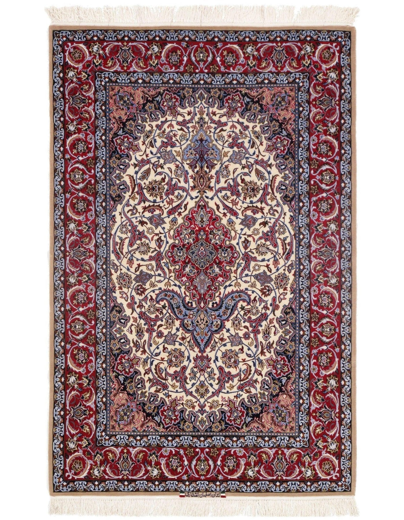 Canvello Ivory Silkroad Isfahan silk & wool Rug - 3'7" X 5'7" - Canvello