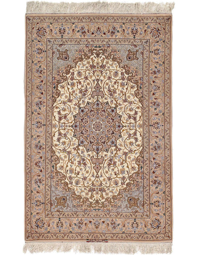 Canvello Ivory Silkroad Isfahan silk & wool Rug - 3'8" X 5'9" - Canvello