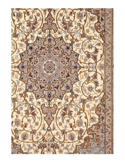 Canvello Ivory Silkroad Isfahan silk & wool Rug - 3'8" X 5'9" - Canvello