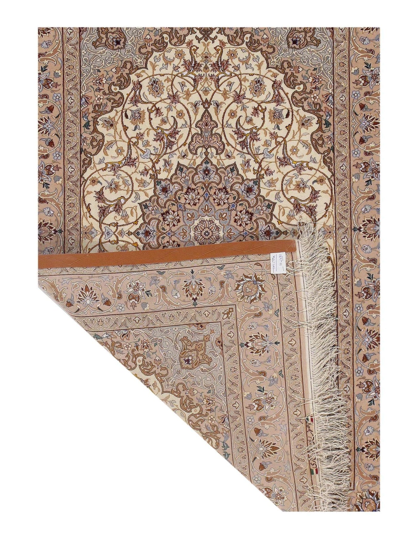 Canvello Ivory Silkroad Isfahan silk & wool Rug - 3'8" X 5'9" - Canvello