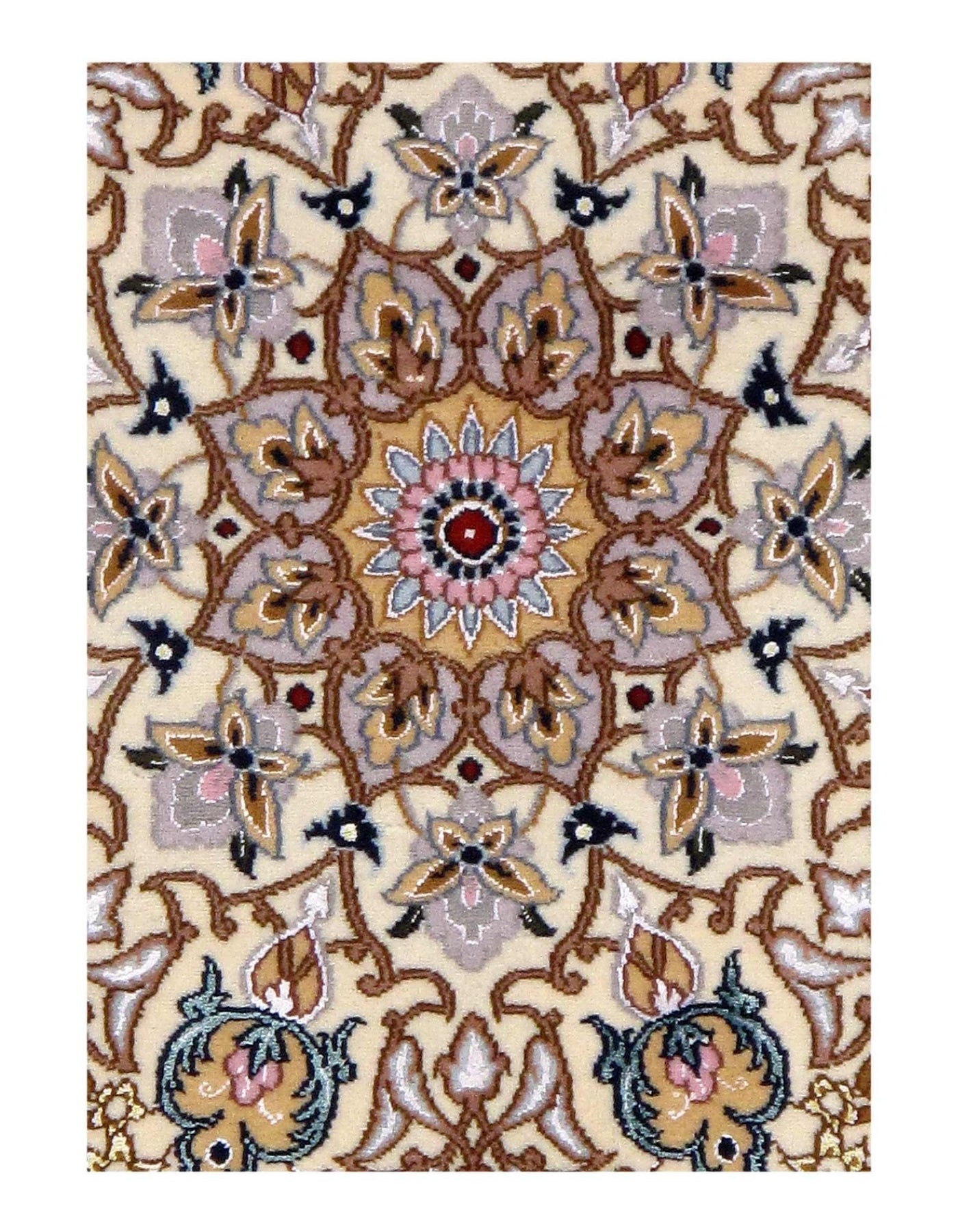 Canvello Ivory Silkroad Isfahan s/w Rug - 5'3" x 7'11" - Canvello