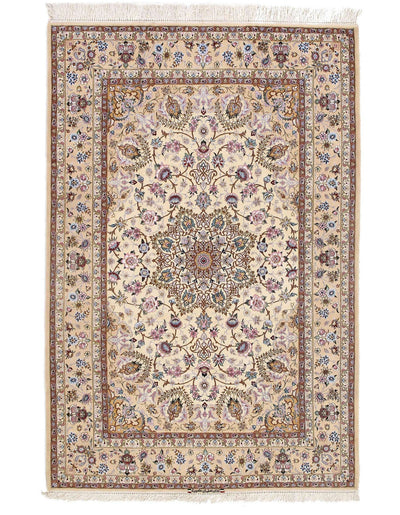 Canvello Ivory Silkroad Isfahan s/w Rug - 5'3" x 7'11" - Canvello